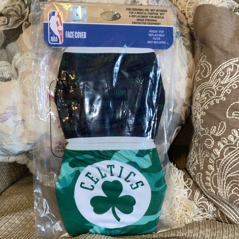☘️🤍☘️NWT NBA Celtics Face Masks Set of Two w/Filter Replacement